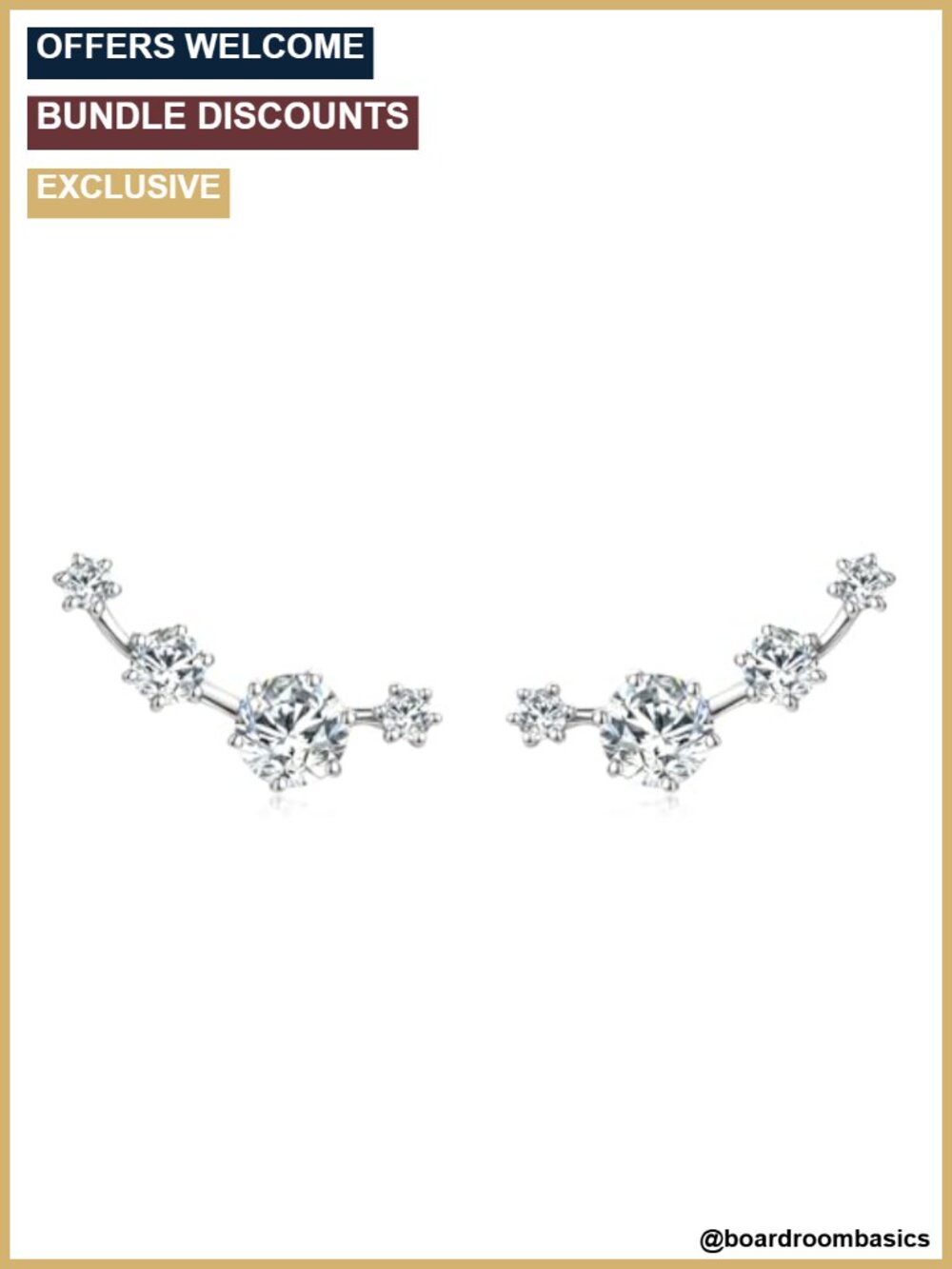Moissanite Climber Stud Earrings 925 Sterling Silver Crawler